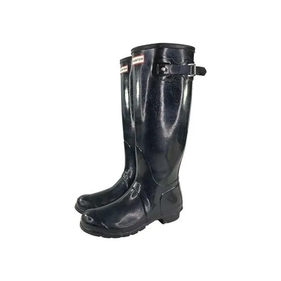 HUNTER Original Tall Boot  US 9 shiny black Pull-On rain boots