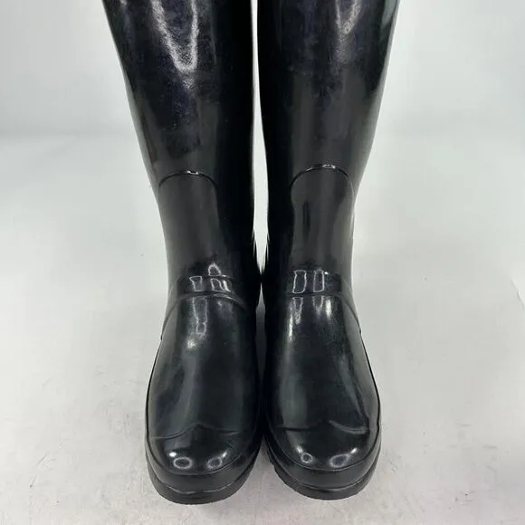 HUNTER Original Tall Boot  US 9 shiny black Pull-On rain boots