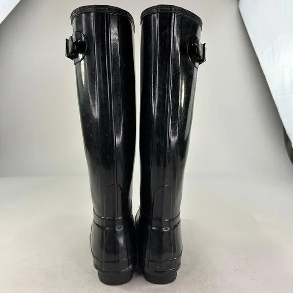 HUNTER Original Tall Boot  US 9 shiny black Pull-On rain boots