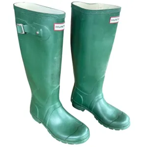 Hunter Original Tall Rain Boots Matte Army Green Womens 6 EU37 Waterproof Rubber