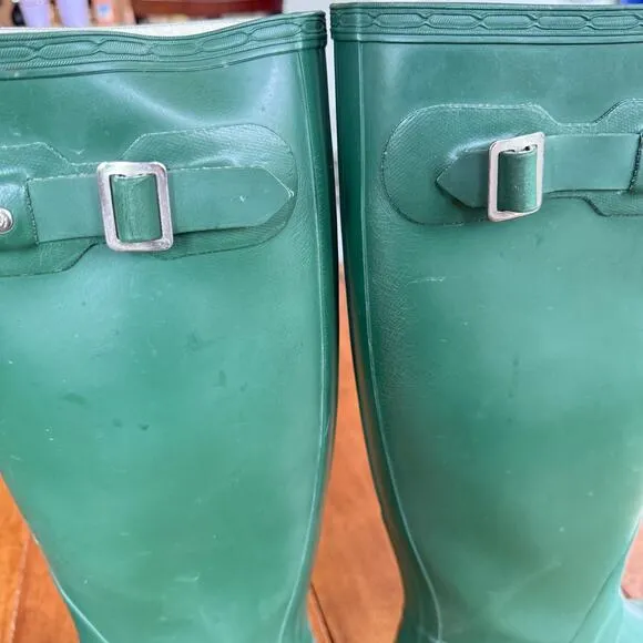 Hunter Original Tall Rain Boots Matte Army Green Womens 6 EU37 Waterproof Rubber