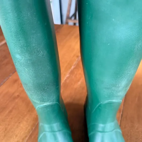 Hunter Original Tall Rain Boots Matte Army Green Womens 6 EU37 Waterproof Rubber