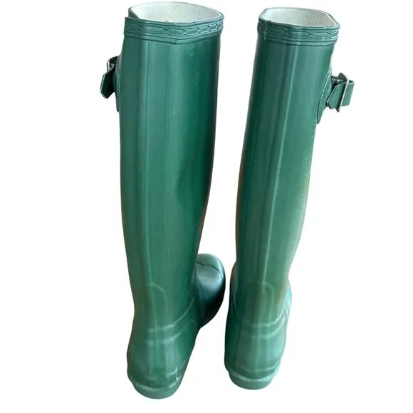 Hunter Original Tall Rain Boots Matte Army Green Womens 6 EU37 Waterproof Rubber