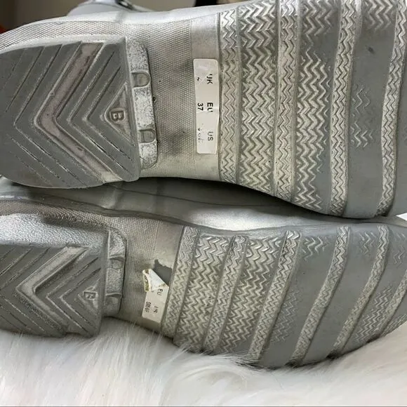 Hunter Metallic Silver Tall Rain Boots Size 5