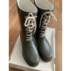 Ilse Jacobsen Rub15 Rain Boots Tie 41 Army Green Mid Calf Rubber 9.5-10