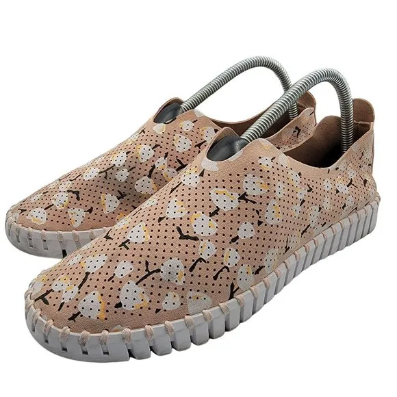 Ilse Jacobsen Tulip 139 Adobe Rose Fabric Perforated Slip On Sneakers Womens 11
