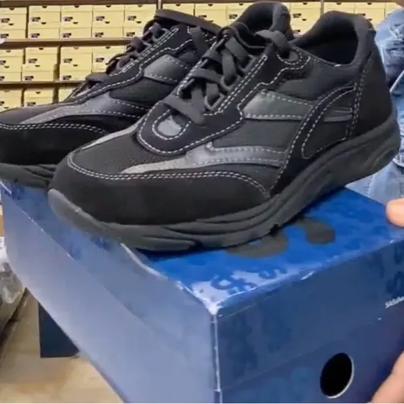 In box SAS Men's Journey Sneaker Black Suede/Mesh Men's Black Athletic Shoes
