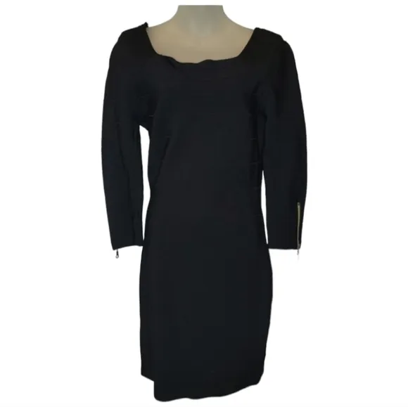 INC International Concepts Black 3/4 Length Sleeve Bandage dress