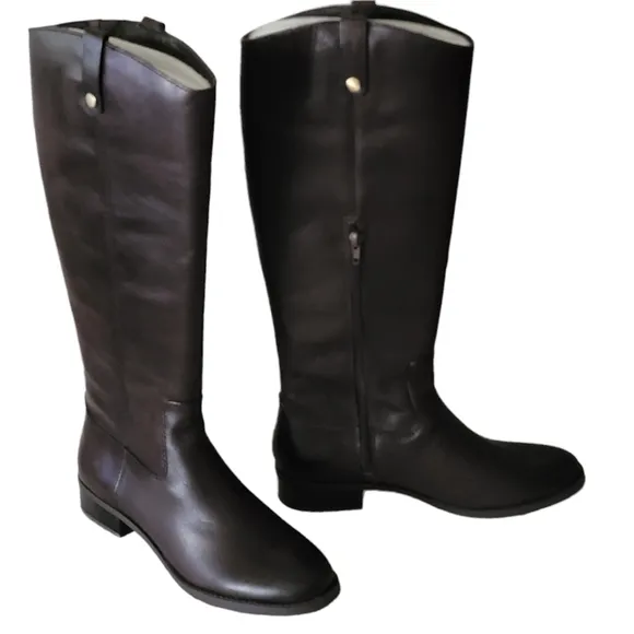 INC Womens Fawne Brown Leather Knee High Riding Boots New