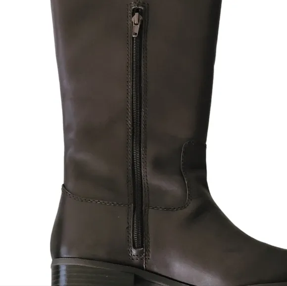 INC Womens Fawne Brown Leather Knee High Riding Boots New