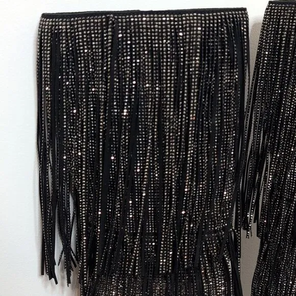 I.N.C. size 6 Ishani Black Rhinestone Studded Fringe Boot, NEW