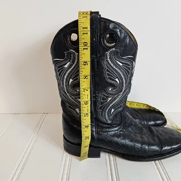 Innovation Western Cowboy Boots Mens 9 Black Croc Embossed Leather Square Toe