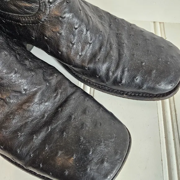 Innovation Western Cowboy Boots Mens 9 Black Croc Embossed Leather Square Toe