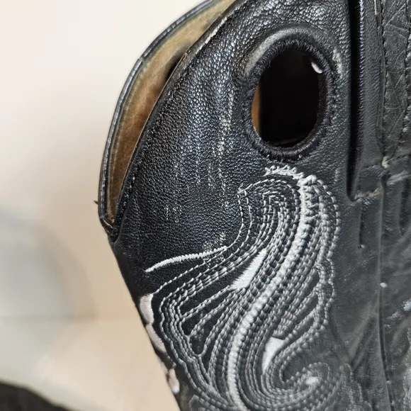 Innovation Western Cowboy Boots Mens 9 Black Croc Embossed Leather Square Toe