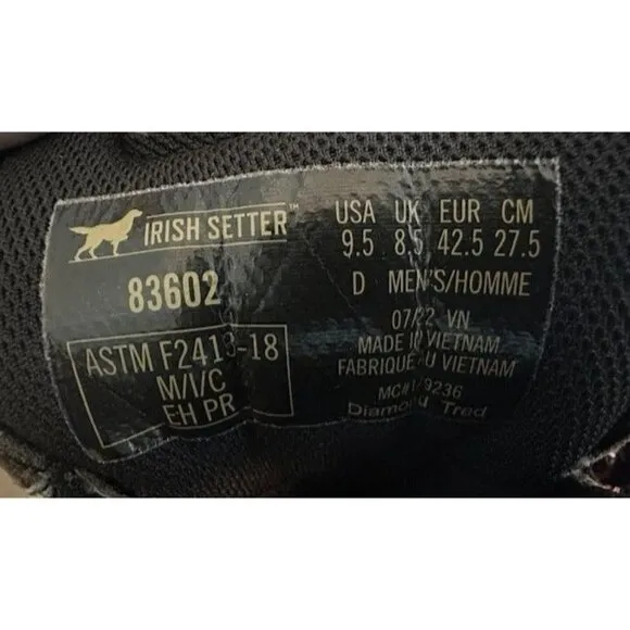 Irish Setter 83602 Crosby Waterproof Leather CSA Safety Toe Boot Men's 9.5 NEW