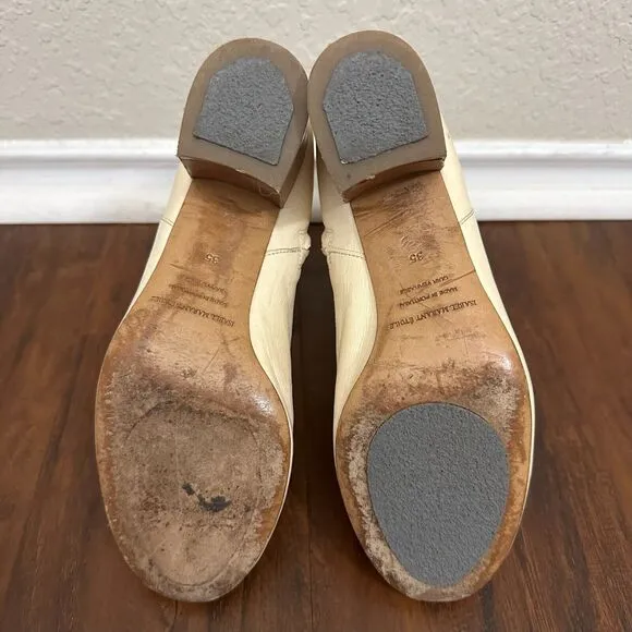ISABEL MARANT Étoile Deyis Ankle Boots in Off-White Buffalo Leather