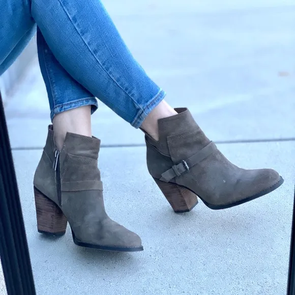 IVANKA trump FRANKLY ankle boots booties khaki green suede leather chunky heels