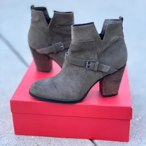 IVANKA trump FRANKLY ankle boots booties khaki green suede leather chunky heels