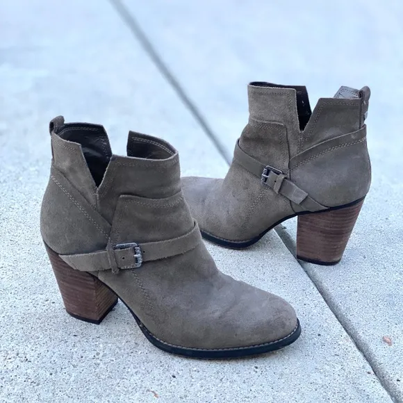 IVANKA trump FRANKLY ankle boots booties khaki green suede leather chunky heels