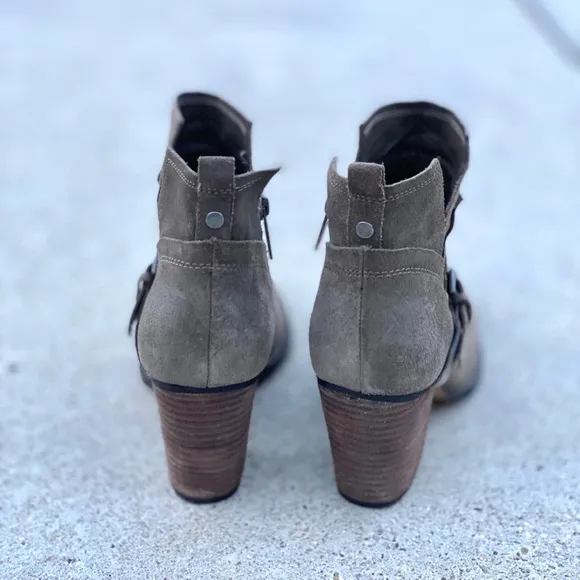 IVANKA trump FRANKLY ankle boots booties khaki green suede leather chunky heels