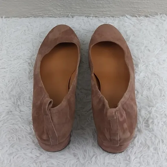J. Crew Brown Suede Leather Almond Toe Low Blocked Heel Slip On Loafer Shoe