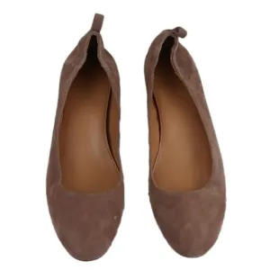 J. Crew Brown Suede Leather Almond Toe Low Blocked Heel Slip On Loafer Shoe