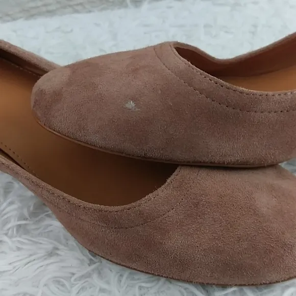 J. Crew Brown Suede Leather Almond Toe Low Blocked Heel Slip On Loafer Shoe