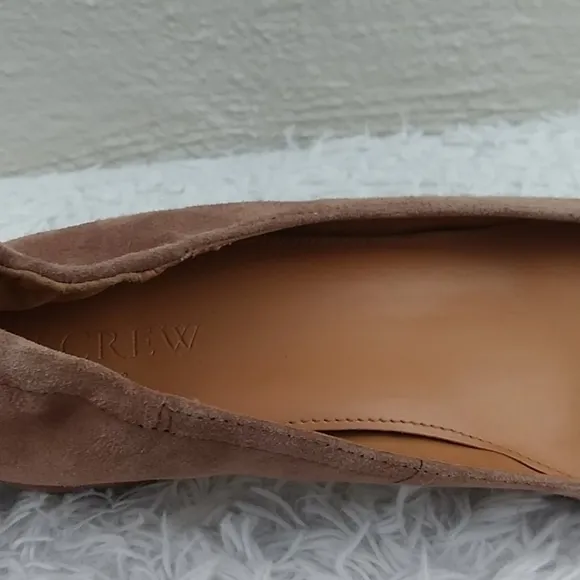 J. Crew Brown Suede Leather Almond Toe Low Blocked Heel Slip On Loafer Shoe