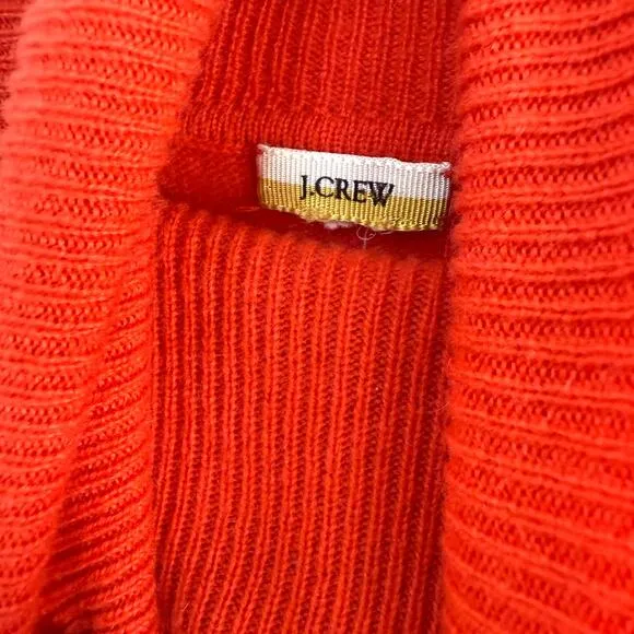 J Crew Deep Orange Turtleneck Sweater Cashmere Blend Size XS capsule wardrobe