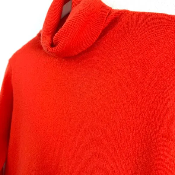 J Crew Deep Orange Turtleneck Sweater Cashmere Blend Size XS capsule wardrobe