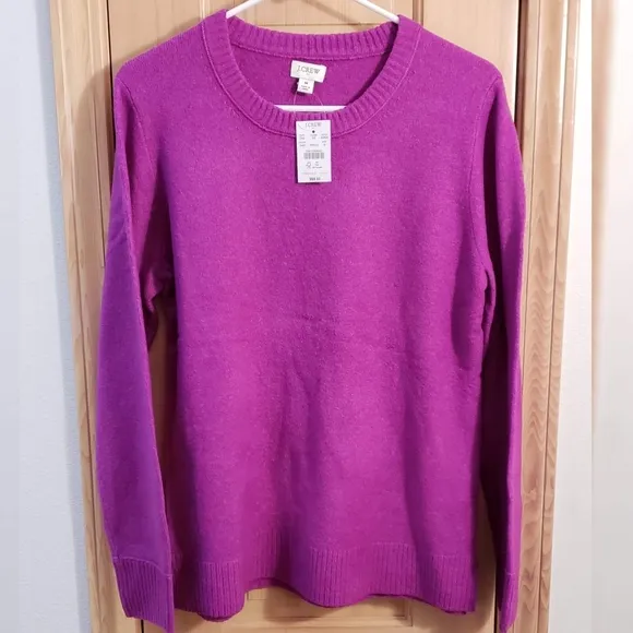 J. CREW FACTORY Sweater Pink/Purple Medium Soft Long-Sleeve Crew Neck Women's