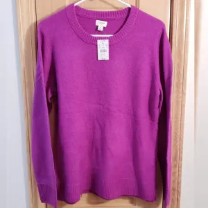 J. CREW FACTORY Sweater Pink/Purple Medium Soft Long-Sleeve Crew Neck Women's