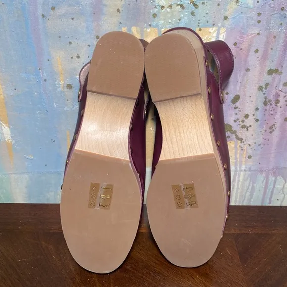 J Crew  Grace Leather Convertible Clogs In Port Wine Womens 8.5 New Other