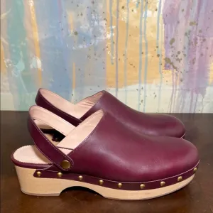 J Crew  Grace Leather Convertible Clogs In Port Wine Womens 8.5 New Other