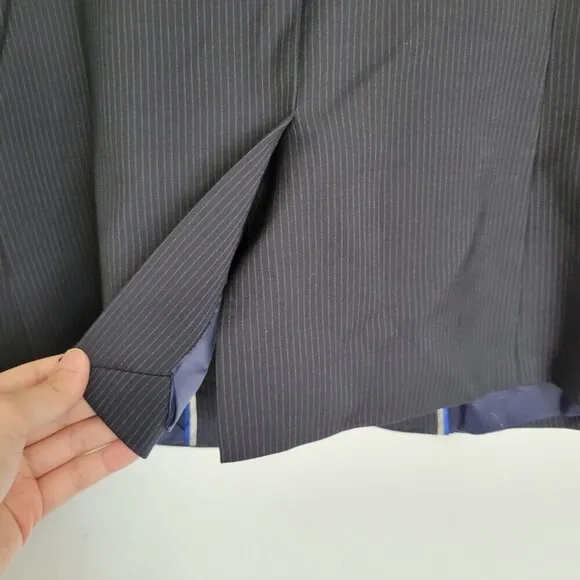 J. Crew Navy Blue Italian Wool Pin Stripe Suit Blazer Jacket Size 10