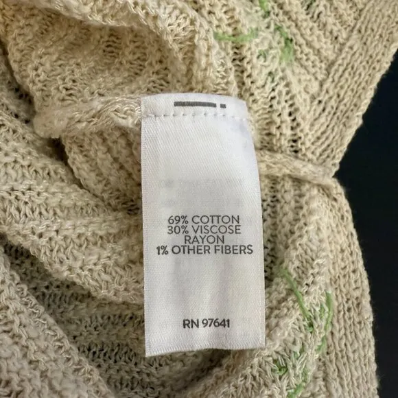 J. Jill Boat Neck Embroidered Sweater Pullover Women's Medium Ivory Textured