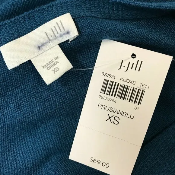 J. Jill Womens Long Sleeves Boat Neck Olivia Pullover Tunic Sweater Size XS