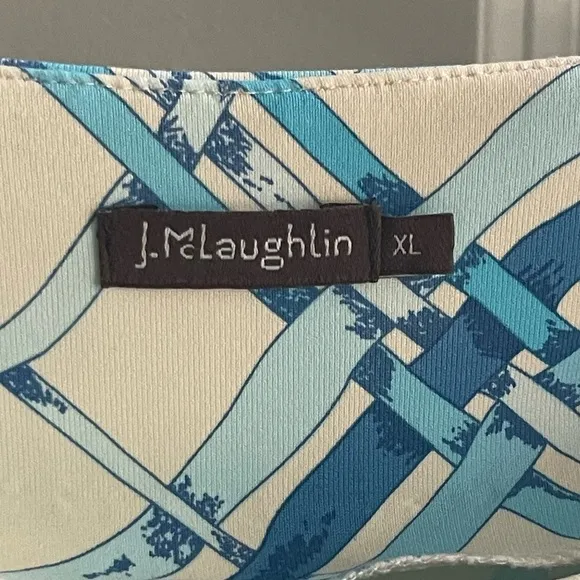 J. McLaughlin Sage Sheath Dress Ruched Blue Lattice Rare Colorway $228 Sz XL
