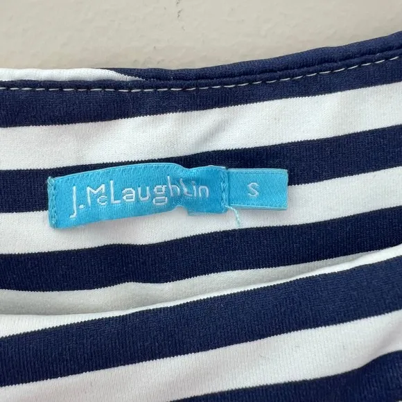 J. McLaughlin Striped Sheath Dress - Navy White 3/4 Sleeve - Size S