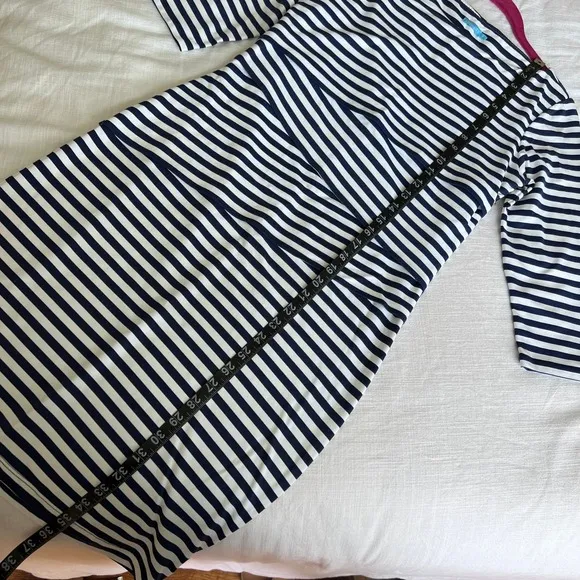 J. McLaughlin Striped Sheath Dress - Navy White 3/4 Sleeve - Size S