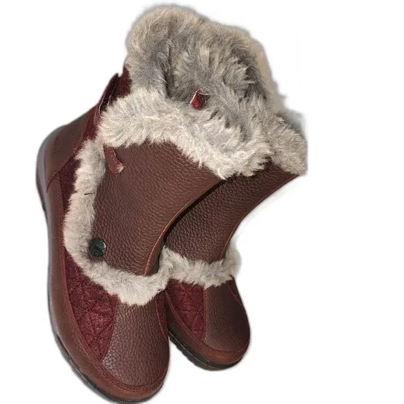 Jambu Eskimo Women's Burgundy Faux Fur Lined Leather Snow Boots 7M