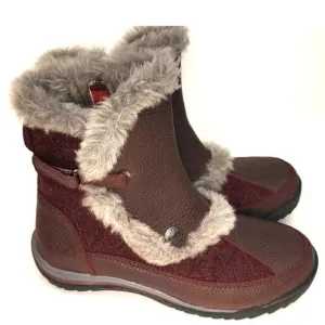 Jambu Eskimo Women's Burgundy Faux Fur Lined Leather Snow Boots 7M