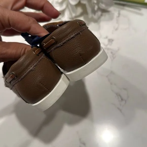 Janie and Jack Perforated Boat Shoe in Brown Size 7