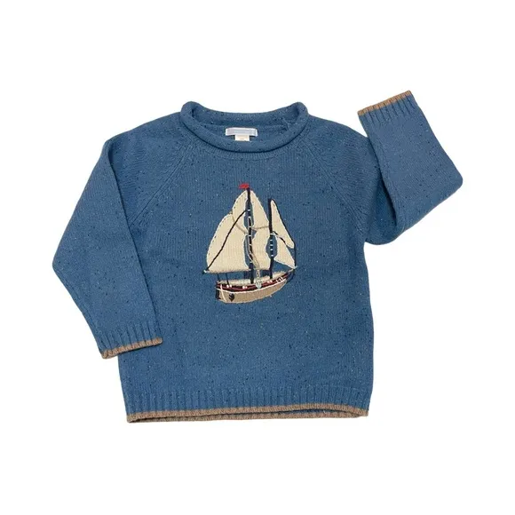 Janie and Jack Seafaring Style Sweater, Button-down shirt and Hat 3T
