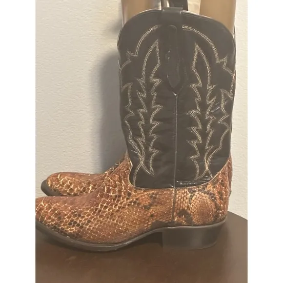 J.B. Dillon &quot;High Noon&quot; Python Snake Skin Western Mens Boots Size 11.5 JBR1003D
