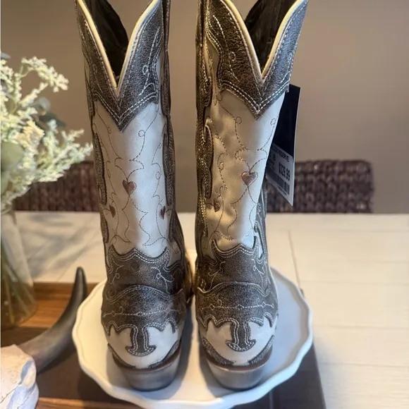 JB Dillon Reserve Women's Western Boots - Grey and White