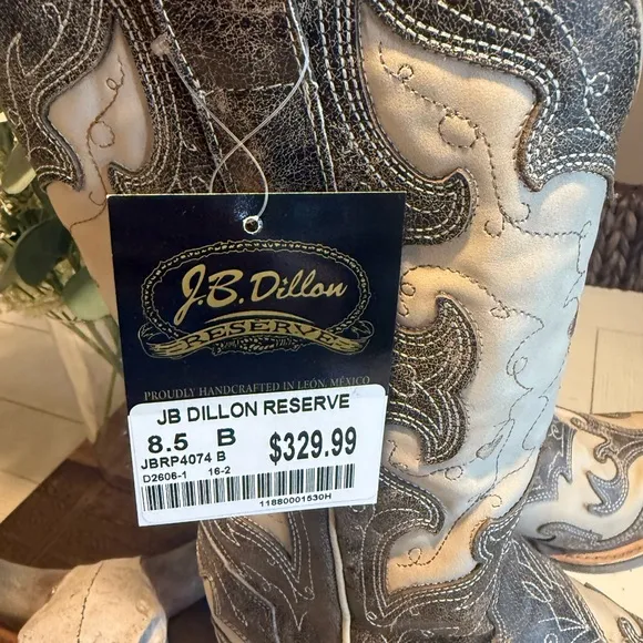 JB Dillon Reserve Women's Western Boots - Grey and White