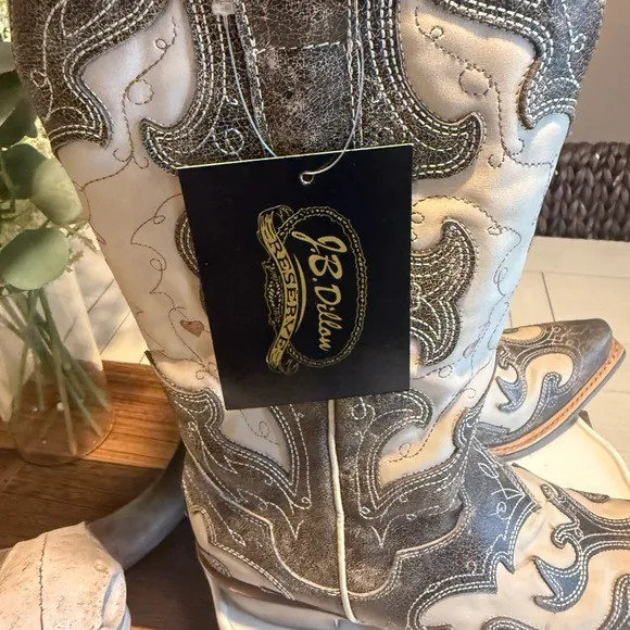 JB Dillon Reserve Women's Western Boots - Grey and White