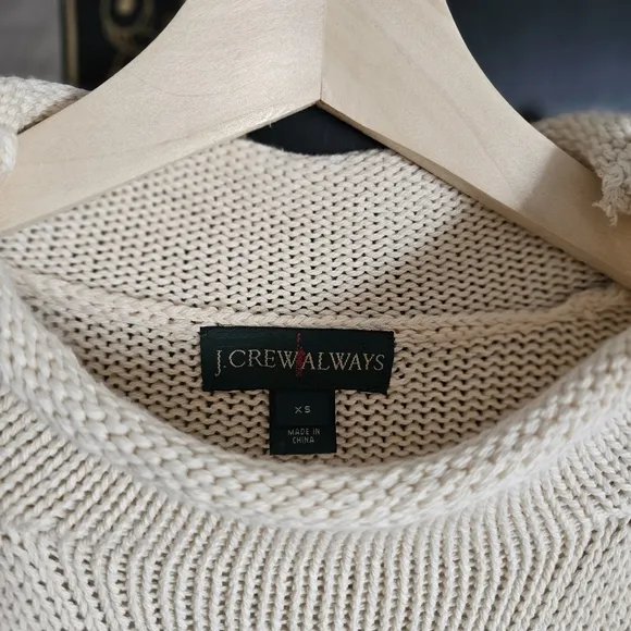 J.CREW ALWAYS Women's 1988 Cotton Rollneck Sweater Cream Size XS