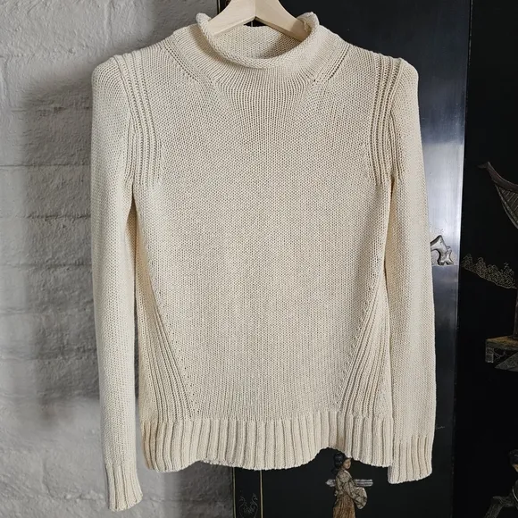 J.CREW ALWAYS Women's 1988 Cotton Rollneck Sweater Cream Size XS